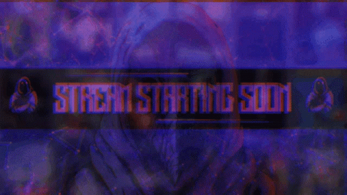 A Stream Starting Soon Banner With A Purple And Black Background GIF