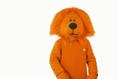 A Stuffed Animal In An Orange Costume That Says Cnb GIF