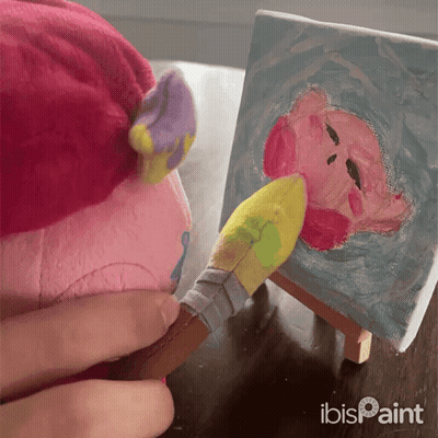 A Stuffed Animal Is Being Painted On A Small Canvas By Ibis Paint GIF
