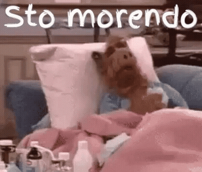 A Stuffed Animal Is Laying On A Couch With A Pillow And A Blanket . GIF