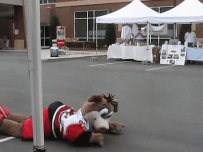 A Stuffed Animal Wearing A Jersey With The Number 8 Is Laying On The Ground GIF