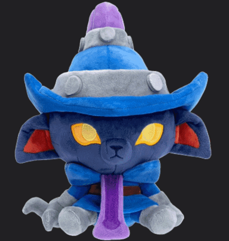 A Stuffed Animal With A Blue Hat And A Purple Hat GIF