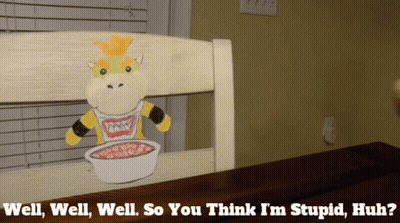 A Stuffed Animal With A Bowl Of Cereal Says Well Well Well So You Think I 'M Stupid Huh ? GIF