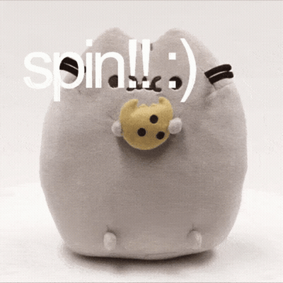 A Stuffed Animal With A Bowling Ball And The Words Spin Written On It GIF