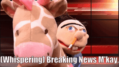A Stuffed Animal With A Cigarette In Its Mouth Says Breaking News M Kay GIF