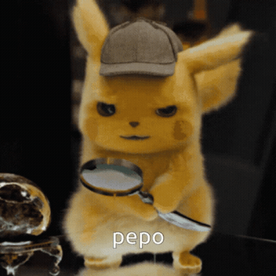 A Stuffed Animal With A Hat And A Magnifying Glass Has The Word Pepo Below It GIF