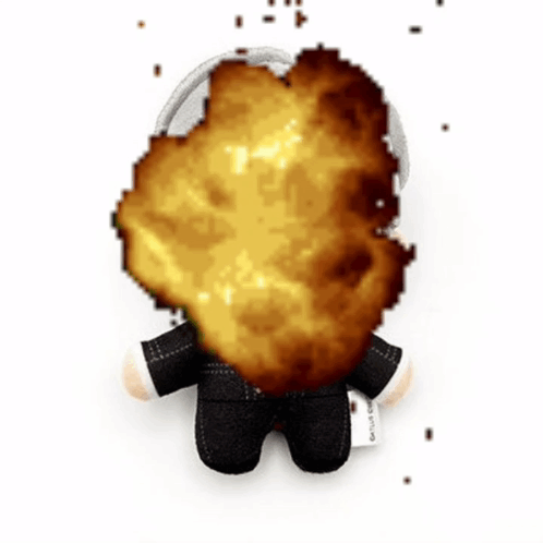 A Stuffed Animal With A Large Explosion Behind It GIF
