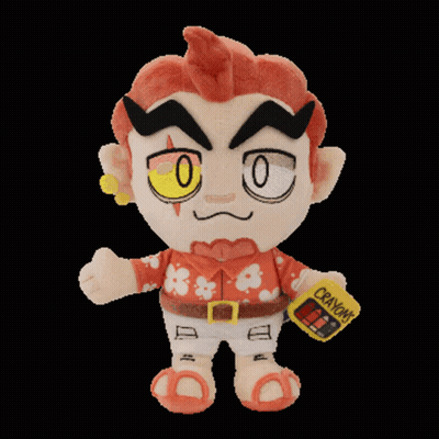 A Stuffed Animal With A Yellow Crayon In His Hand GIF