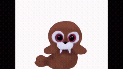 A Stuffed Animal With Big Eyes And A Long Tail Is A Walrus GIF