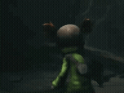 A Stuffed Animal With Pigtails And A Gas Mask GIF