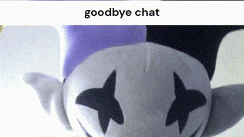 A Stuffed Animal With The Words Goodbye Chat On The Bottom GIF
