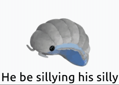 A Stuffed Animal With The Words " He Be Sillying His Silly " Below It GIF