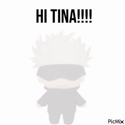 A Stuffed Animal With The Words Hi Tina Written On It . GIF