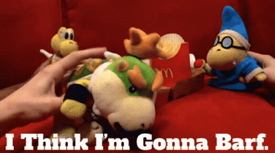 A Stuffed Animal With The Words I Think I 'M Gonna Barf Written On It GIF