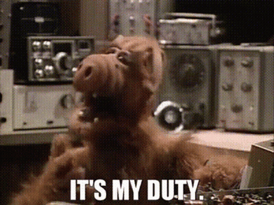 A Stuffed Animal With The Words It 'S My Duty Written Below It GIF