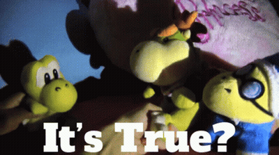 A Stuffed Animal With The Words " It 'S True " Next To It GIF