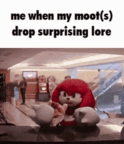 A Stuffed Animal With The Words `` Me When My Moet ( S ) Drop Surprising Lore '' On It . GIF