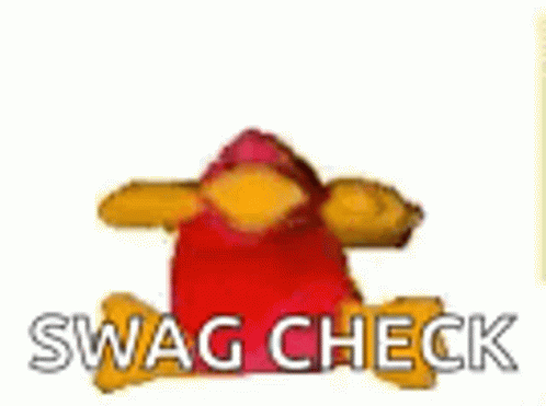 A Stuffed Animal With The Words `` Swag Check '' On It . GIF