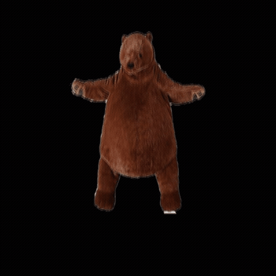 A Stuffed Brown Bear With Its Arms Outstretched GIF