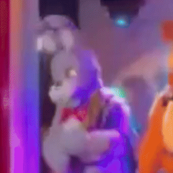 Stuffed Bunny Standing In Front Of Stage GIF