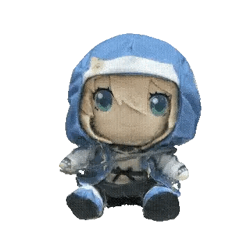 A Stuffed Doll With Blue Eyes And A Blue Jacket Sticker