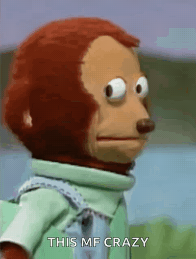 A Stuffed Monkey Is Making A Funny Face And Says This Mf Crazy . GIF