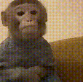 A Stuffed Monkey Is Sitting On A Couch And Making A Funny Face GIF