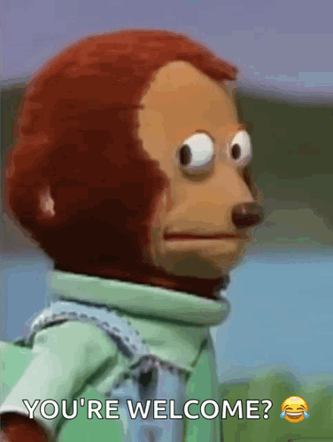 A Stuffed Monkey Says You 'Re Welcome With A Smiley Face GIF