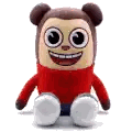 A Stuffed Monkey Wearing A Red Sweater And White Shoes Is Sitting Down . Sticker