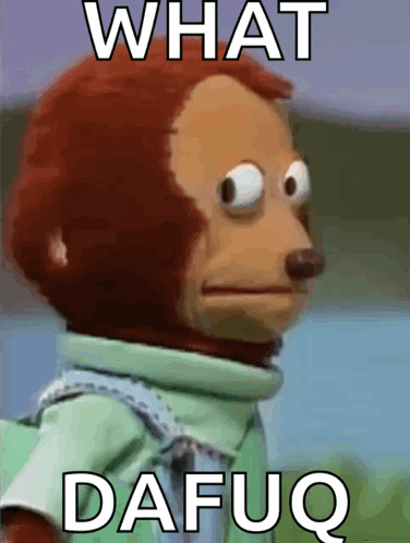 A Stuffed Monkey With The Words " What Dafuq " On It GIF