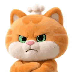 A Stuffed Orange Cat With Green Eyes And A Chef 'S Hat On Its Head Sticker
