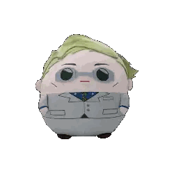 A Stuffed Toy Of A Man In A Suit And Tie With Green Hair Sticker
