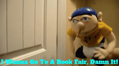 A Stuffed Toy Says I Wanna Go To A Book Fair GIF