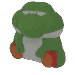 A Stuffed Yoshi With A Sad Look On His Face Sits On A White Background Sticker