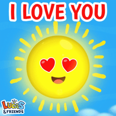 A Sun With Hearts In Its Eyes And The Words I Love You Above It GIF