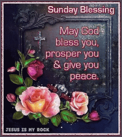 A Sunday Blessing With Roses And A Cross GIF