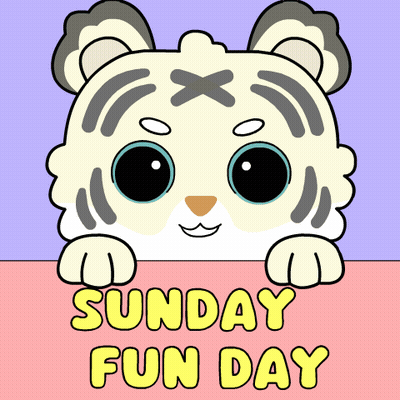 A Sunday Fun Day Poster With A Cartoon Tiger GIF