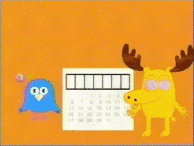 A Sunday Poster With A Moose And A Blue Monster GIF