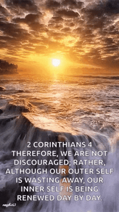 A Sunset Over A Body Of Water With A Bible Verse GIF