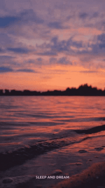 A Sunset Over A Body Of Water With The Words Sleep And Dream GIF