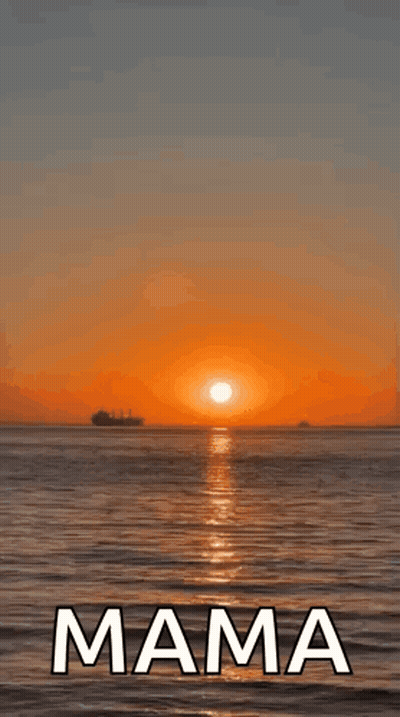 A Sunset Over The Ocean With The Words Good Evening Mama GIF
