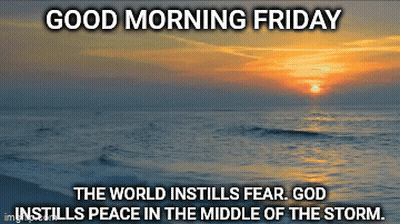A Sunset Over The Ocean With The Words Good Morning Friday GIF