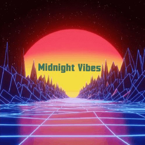 A Sunset With The Words Midnight Vibes On The Bottom GIF