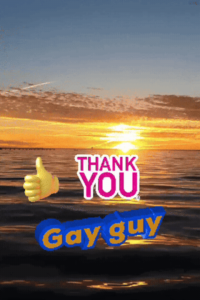A Sunset With The Words Thank You Gay Guy In The Foreground GIF