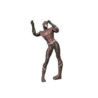 A Superhero In A Red And Black Suit Is Dancing On A White Background Sticker
