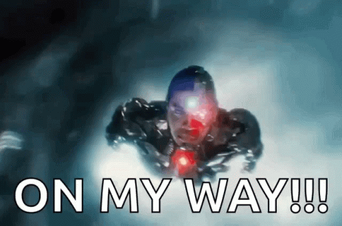A Superhero Is Flying Through The Air With The Words On My Way GIF