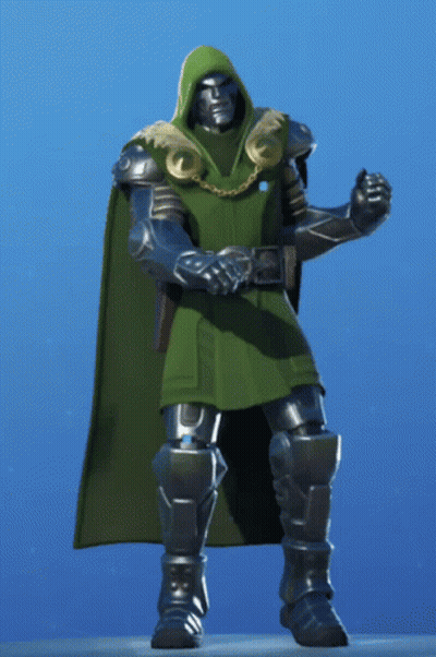A Superhero With A Green Cape And Armor Stands In Front Of A Blue Background GIF