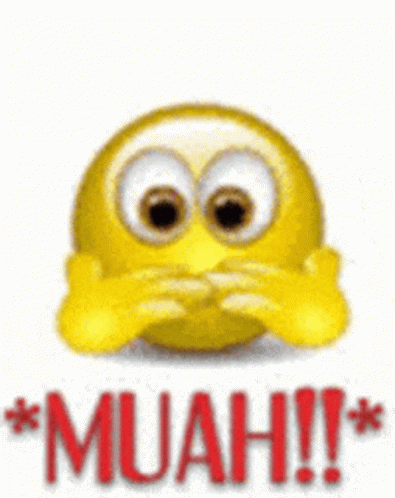 A Surprised Smiley Face With The Word Muah Written On It GIF