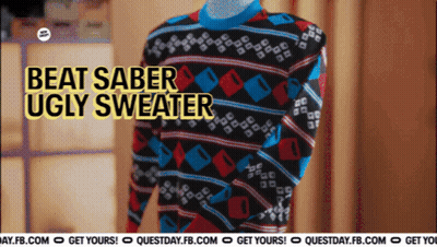 A Sweater That Says Beat Saber Ugly Sweater GIF