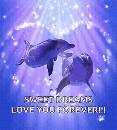 A Sweet Dreams Love You Forever Message With Two Dolphins In The Water GIF